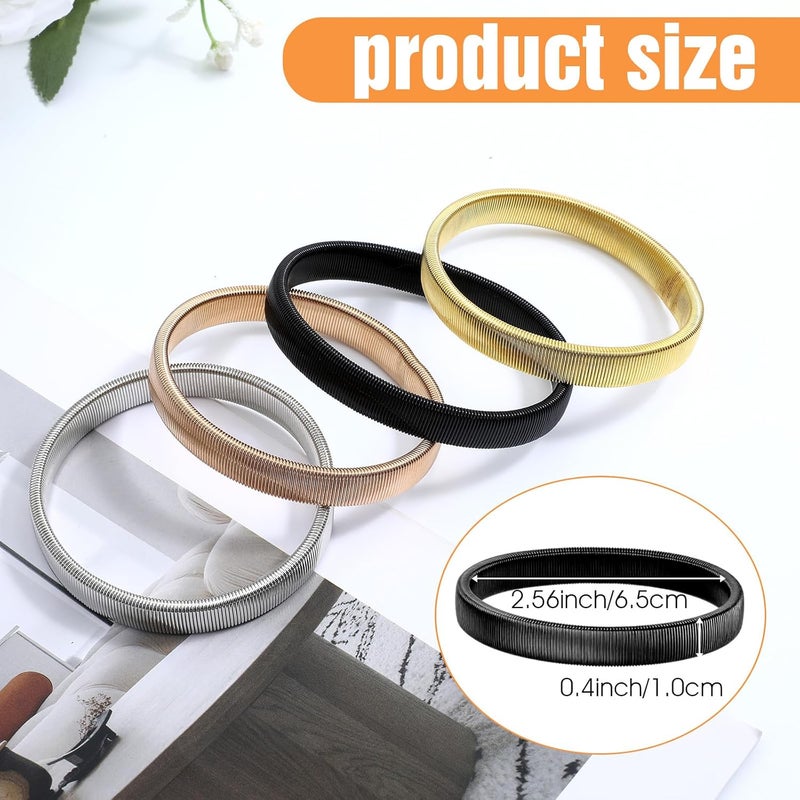 guduling 8 Pcs Sleeve Holders for Women,Sleeve Garters for Women,Sleeves Garters,Anti-Slip Shirt Sleeves Holder, Elastic Metal Armbands in Silver, Black, Gold - Image 2